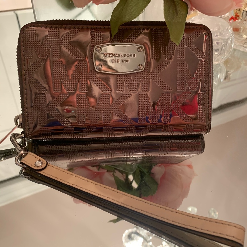 Michael Kors metallic gunmetal wallet